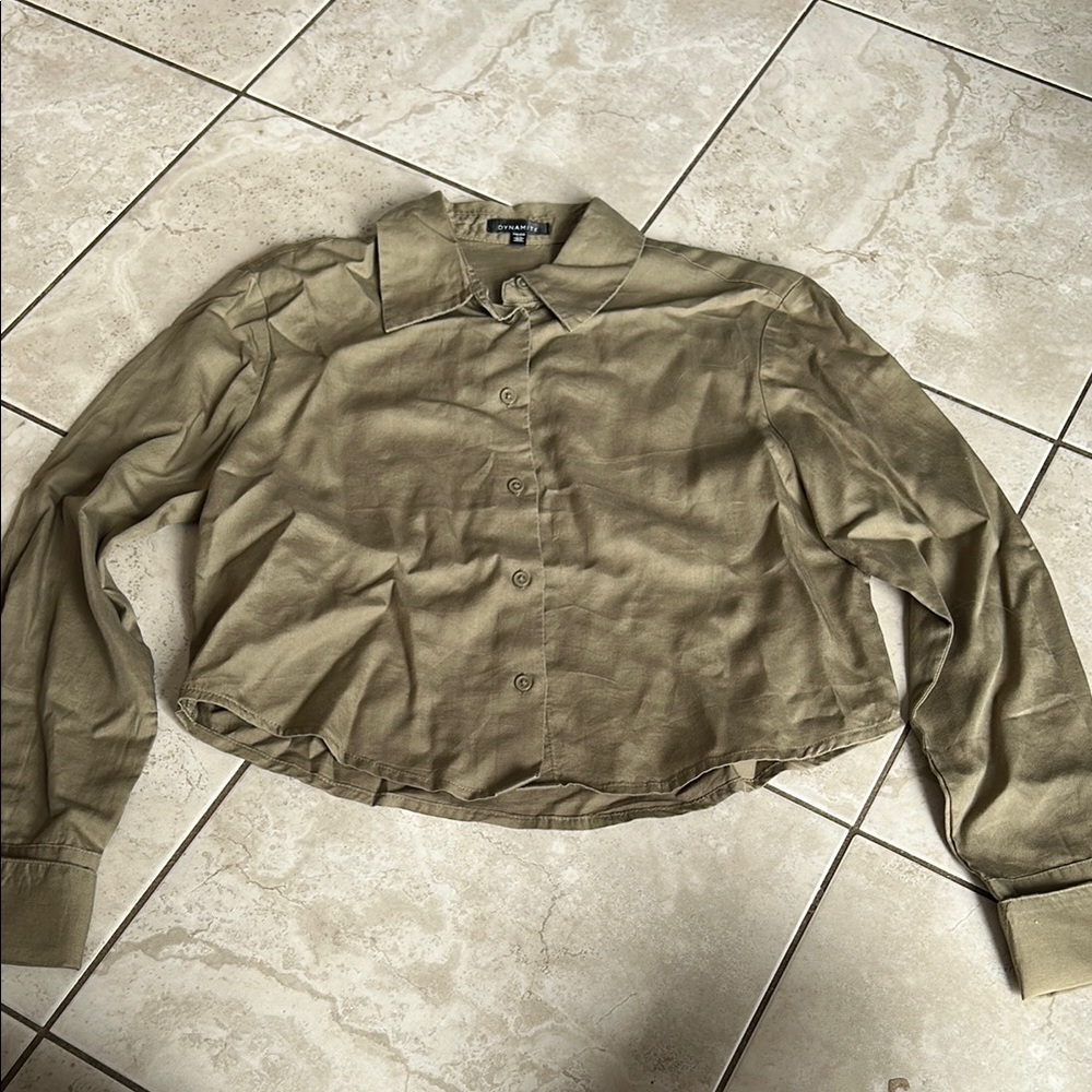 Olive Green Button-Up Shirt